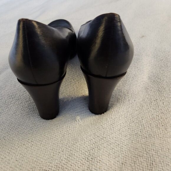 Franco Sarto Brown Brazil Distressed Mottled Leather Heels 8 M Buckle Academia - Picture 4 of 5